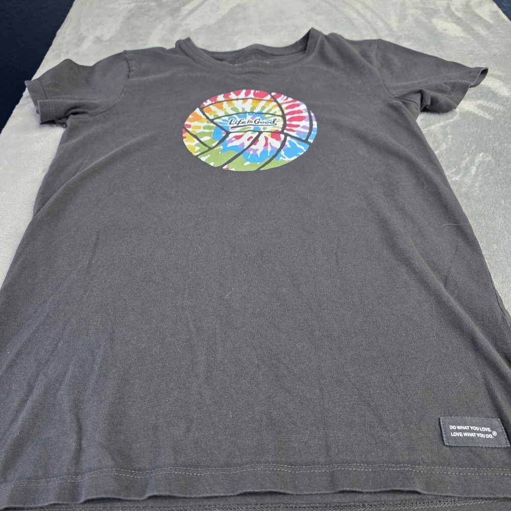 Life Is Good Short Sleeve T-Shirt Volleyball Theme, Size Sm